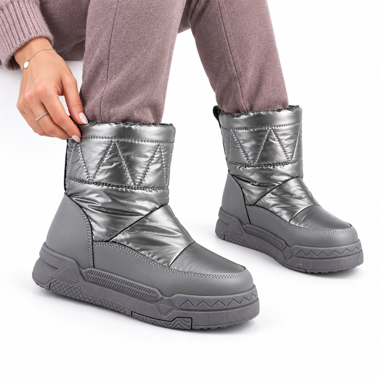 bottine pantoufle pour femme XD02 gris..........   Bottine femme Maroc